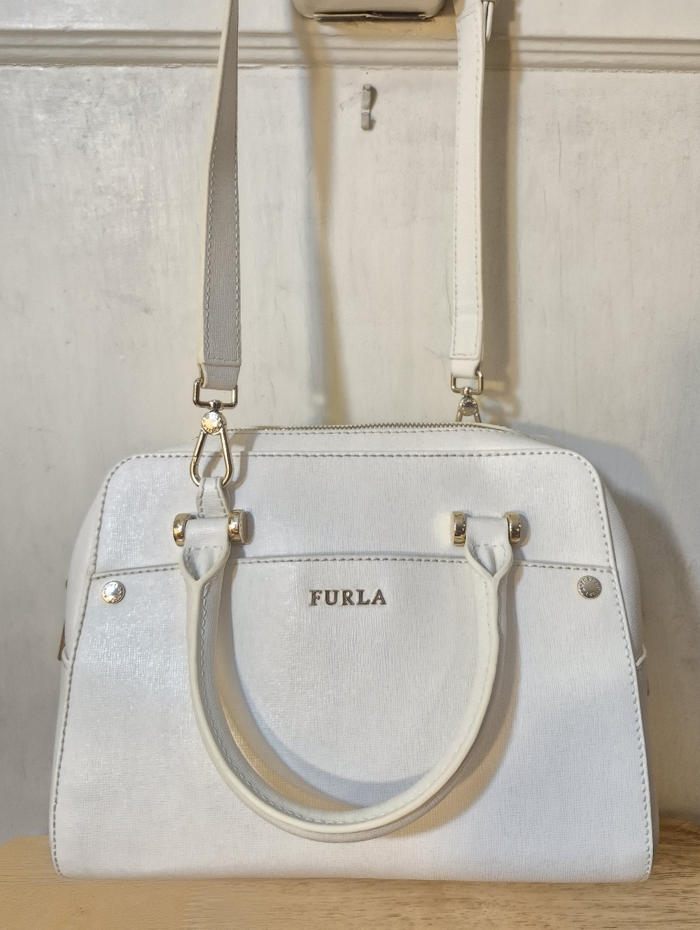 Furla White Satchel Crossbody Bag - Picture 7 of 16